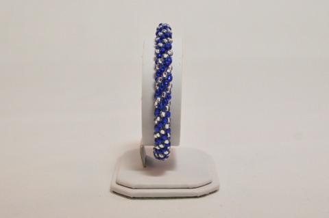 *Blue and Silver Spiral Beaded Kumihimo Bracelet